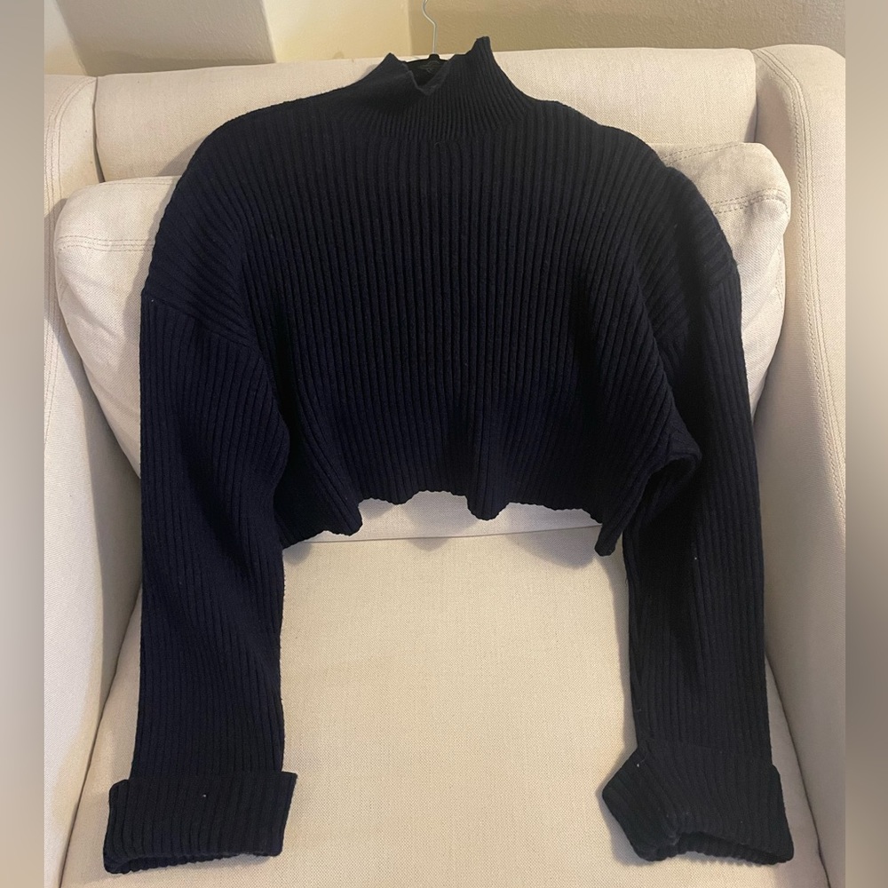 Navy Cropped Sweater